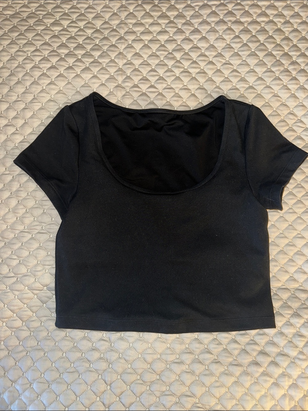 Black Scoop Neck Active Top - Women with built in bra